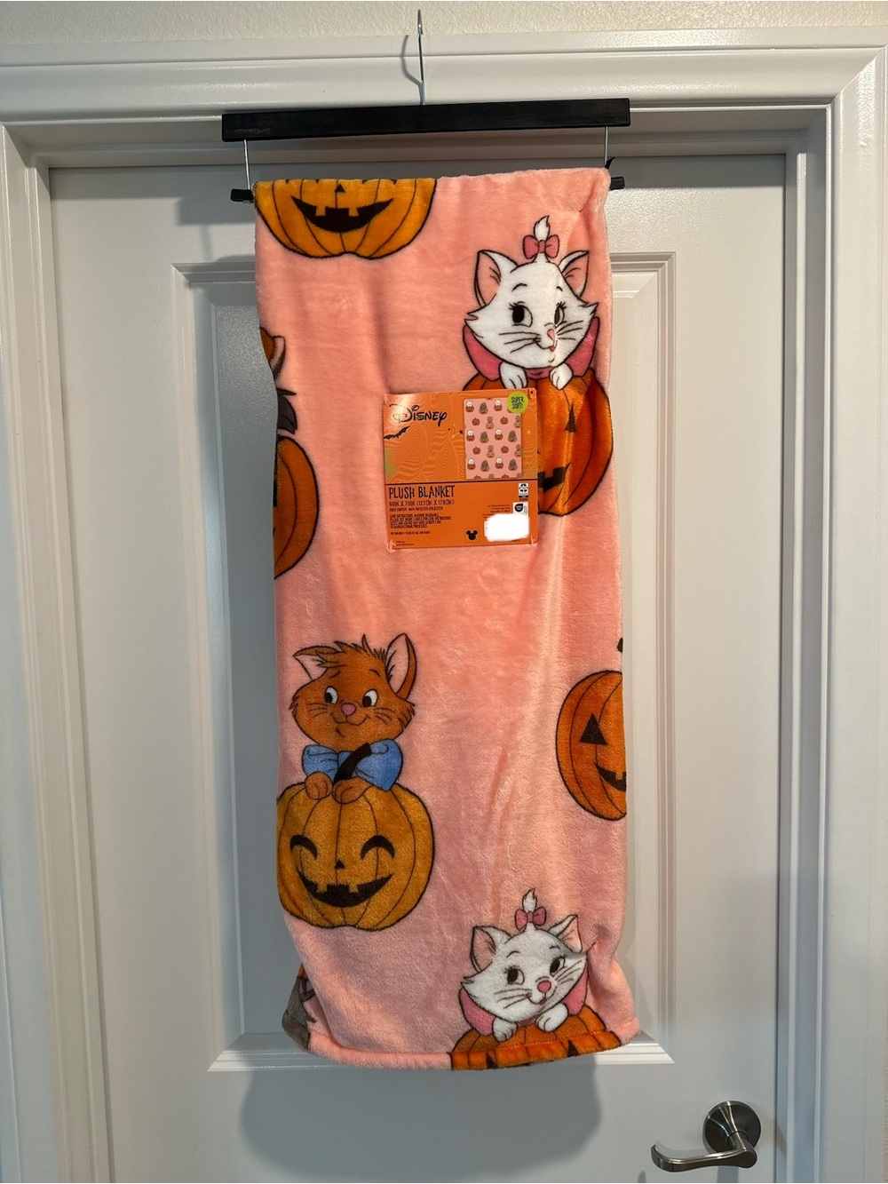 Disney Pink Halloween Plush Blanket - Pumpkin Aristocrat Marie